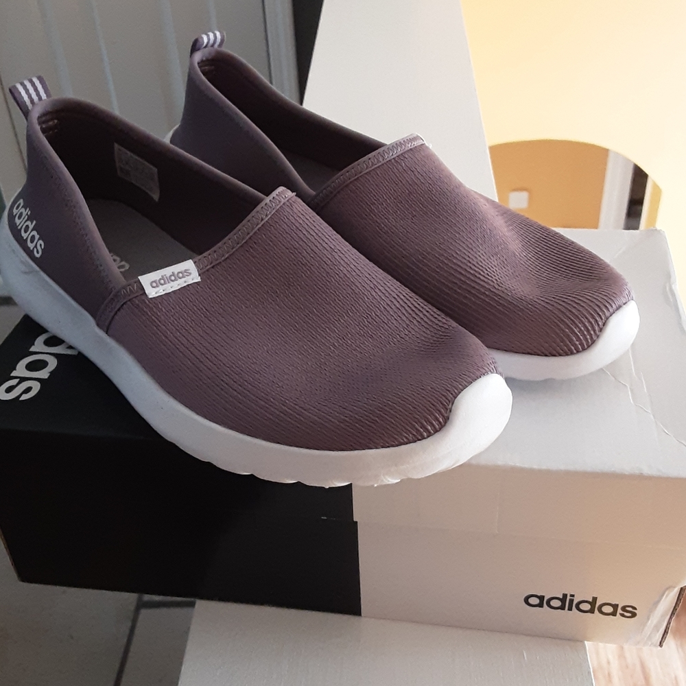 adidas Slip-On Athletic Shoes in Mauve Purple with White Soles